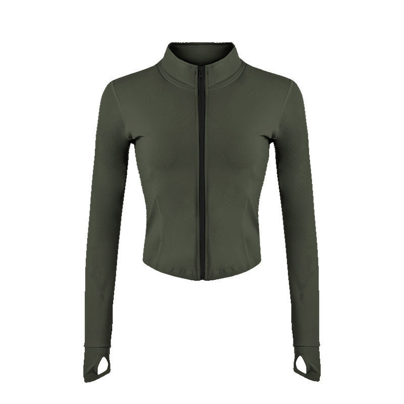 Women's Outdoor Running Stretch Tight Zip Long Sleeve Top