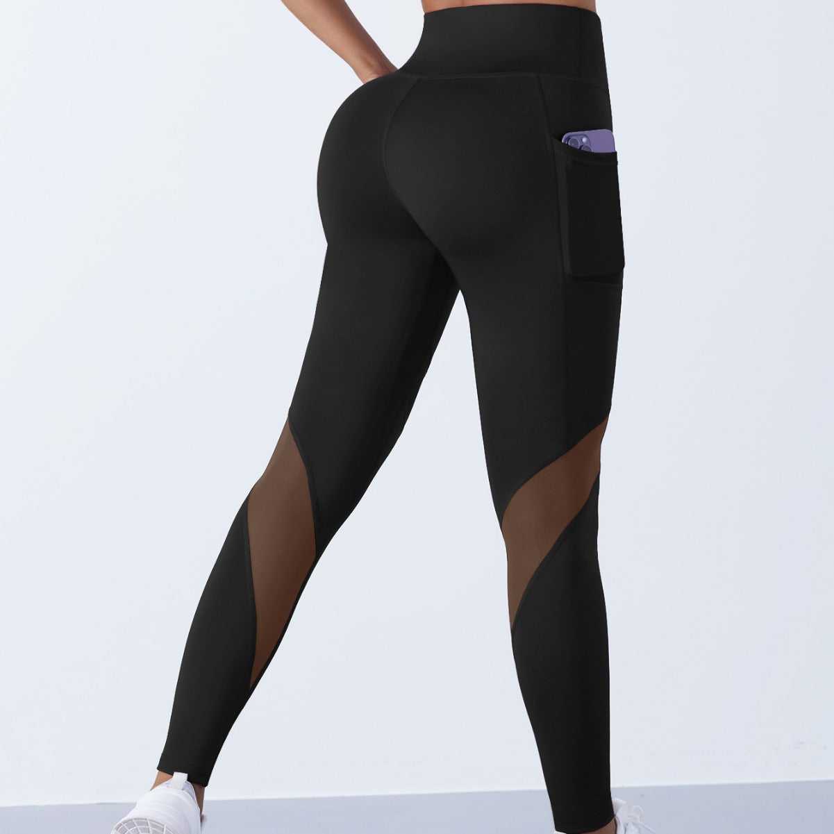 Mesh Stitching Yoga Cropped Sports Leggings