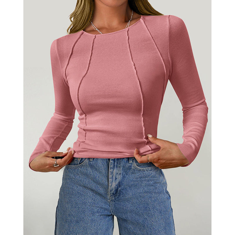 Women Long Sleeve T Shirts Crewneck Slim Fit Tops Going Out Fall Fashion Basic Tee