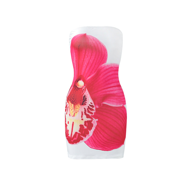 Floral-print Figure-hugging Midi Dress That Follows The Curves Of The Hips