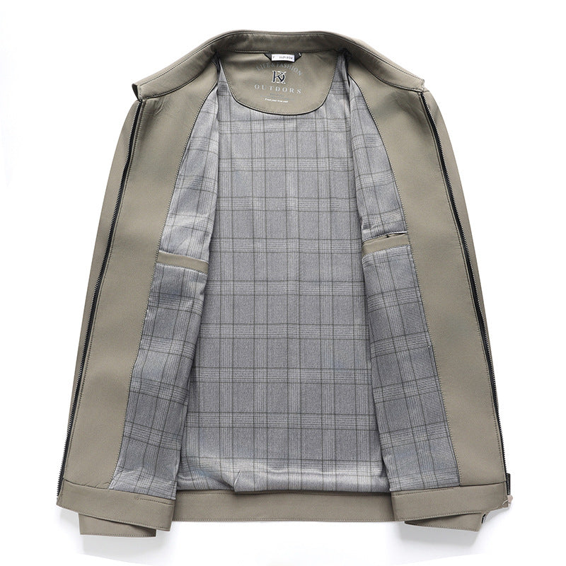 Men's Solid Color Casual Polo Collar Jacket