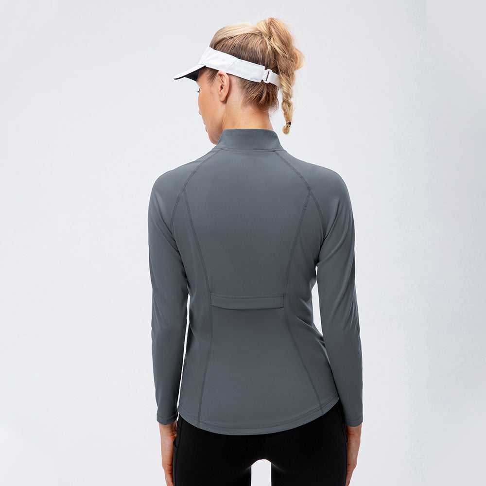 Tight Stretch Running Zipper Bodysuit Long Sleeve