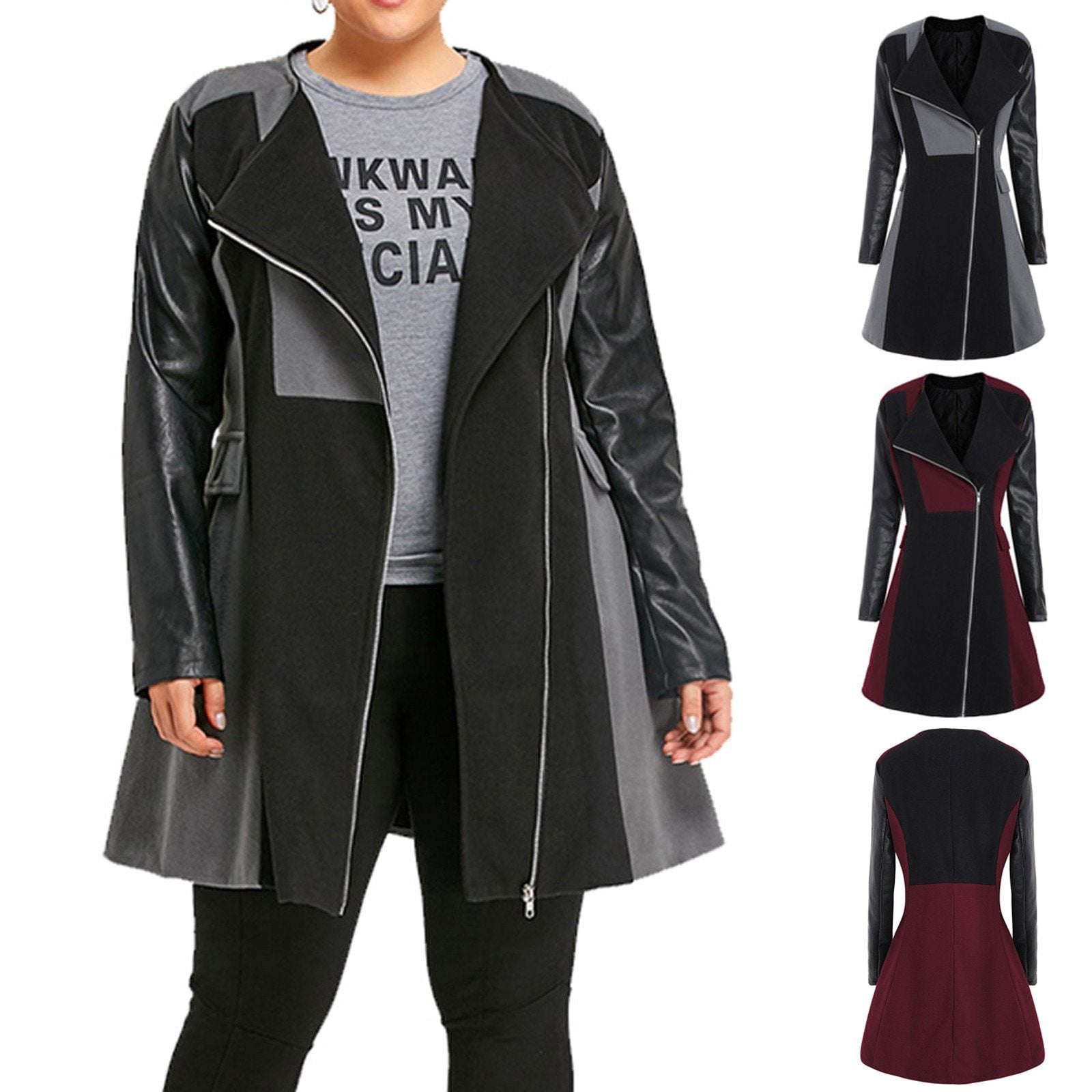 Women's loose stitching windbreaker jacket