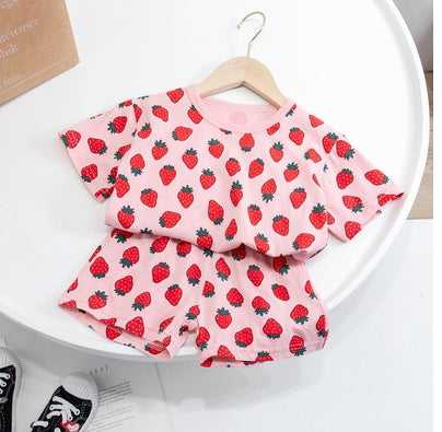 Girls Summer Cotton Pajamas Set