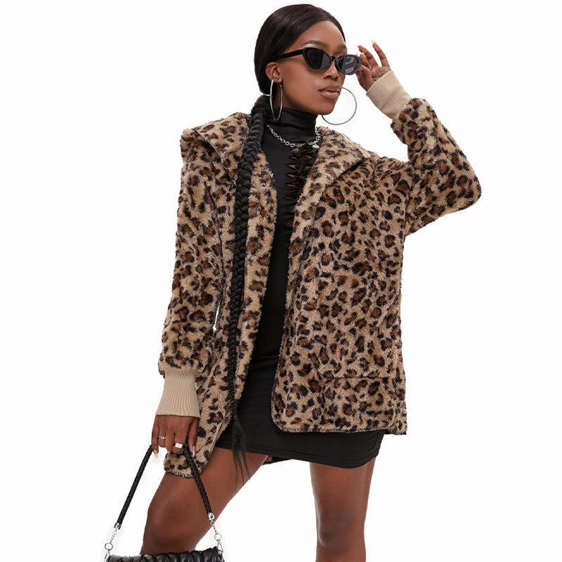 Casual Women's Hooded Solid Color Warm Plush Jacket