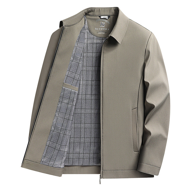 Men's Solid Color Casual Polo Collar Jacket