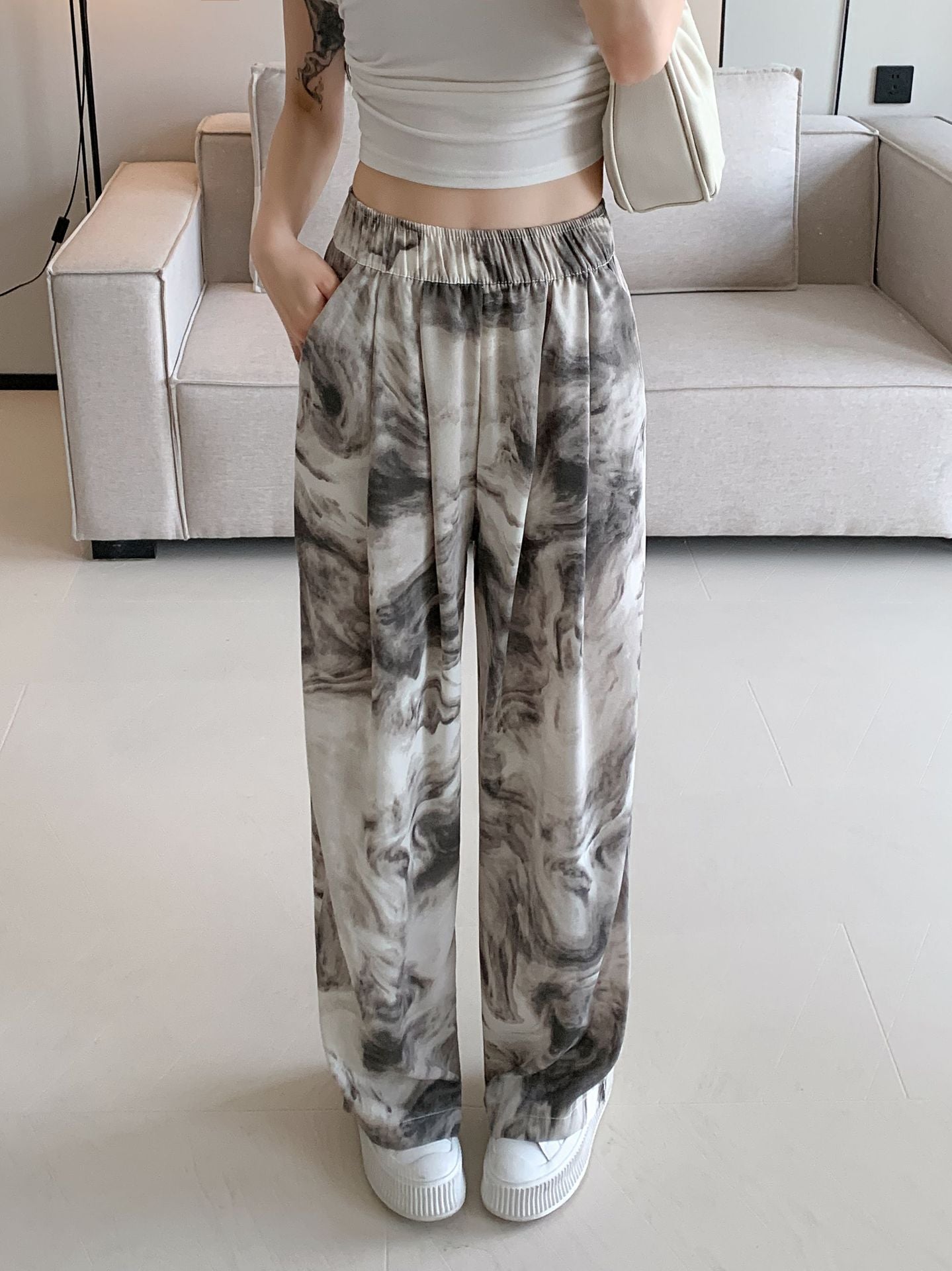Women's Chinese-style Ink Painting Wide-leg Pants