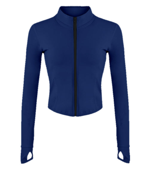 Women's Outdoor Running Stretch Tight Zip Long Sleeve Top