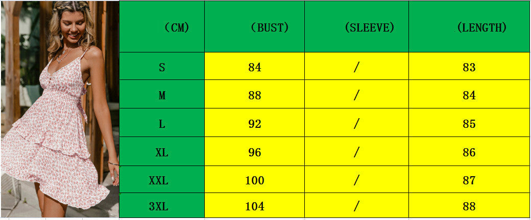 Women's Printed Suspenders Backless Dress