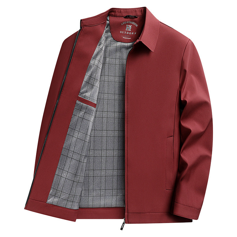 Men's Solid Color Casual Polo Collar Jacket