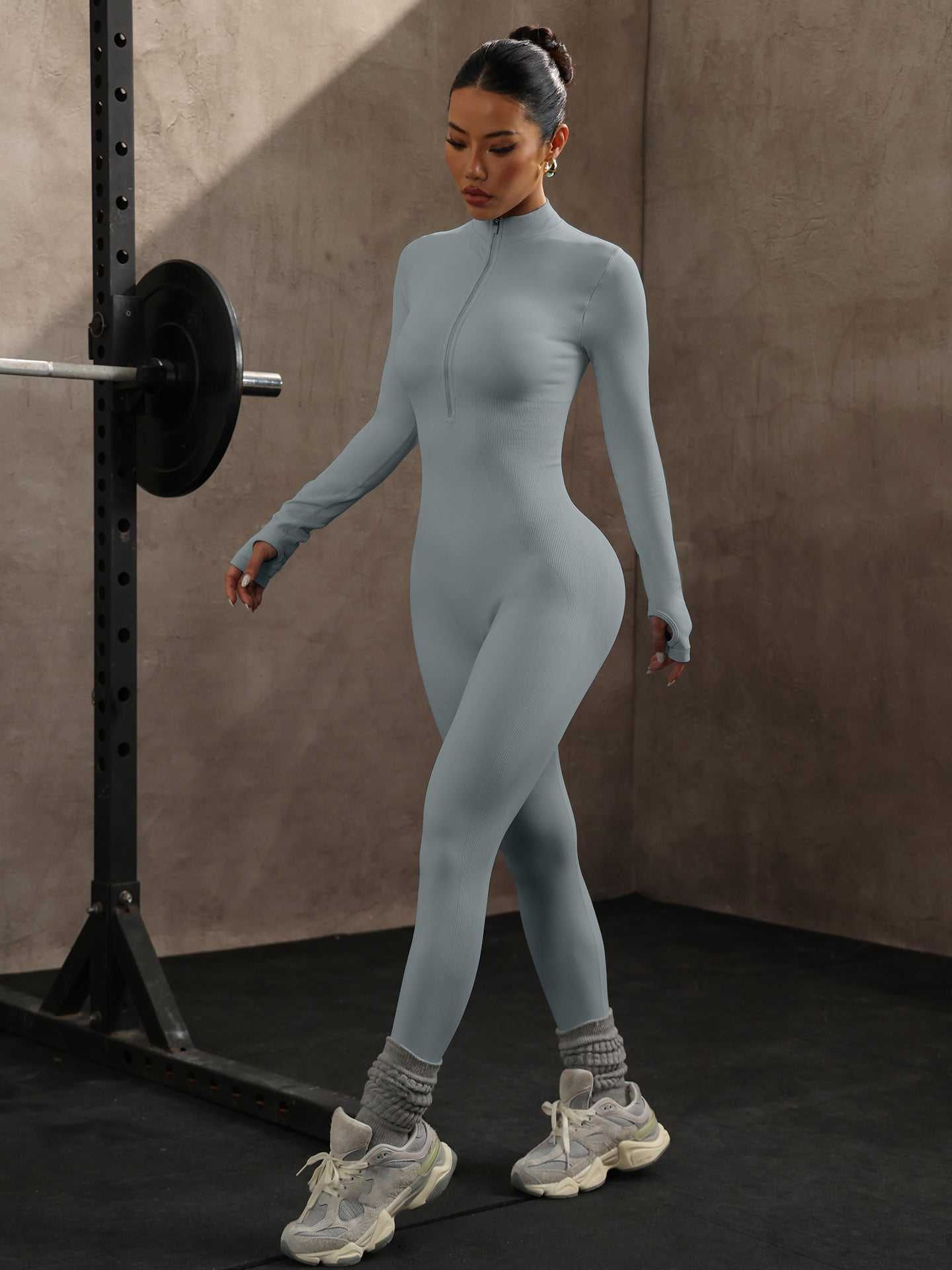 Yoga Bodysuit Long Sleeve Seamless Tight One-piece Yoga Suit