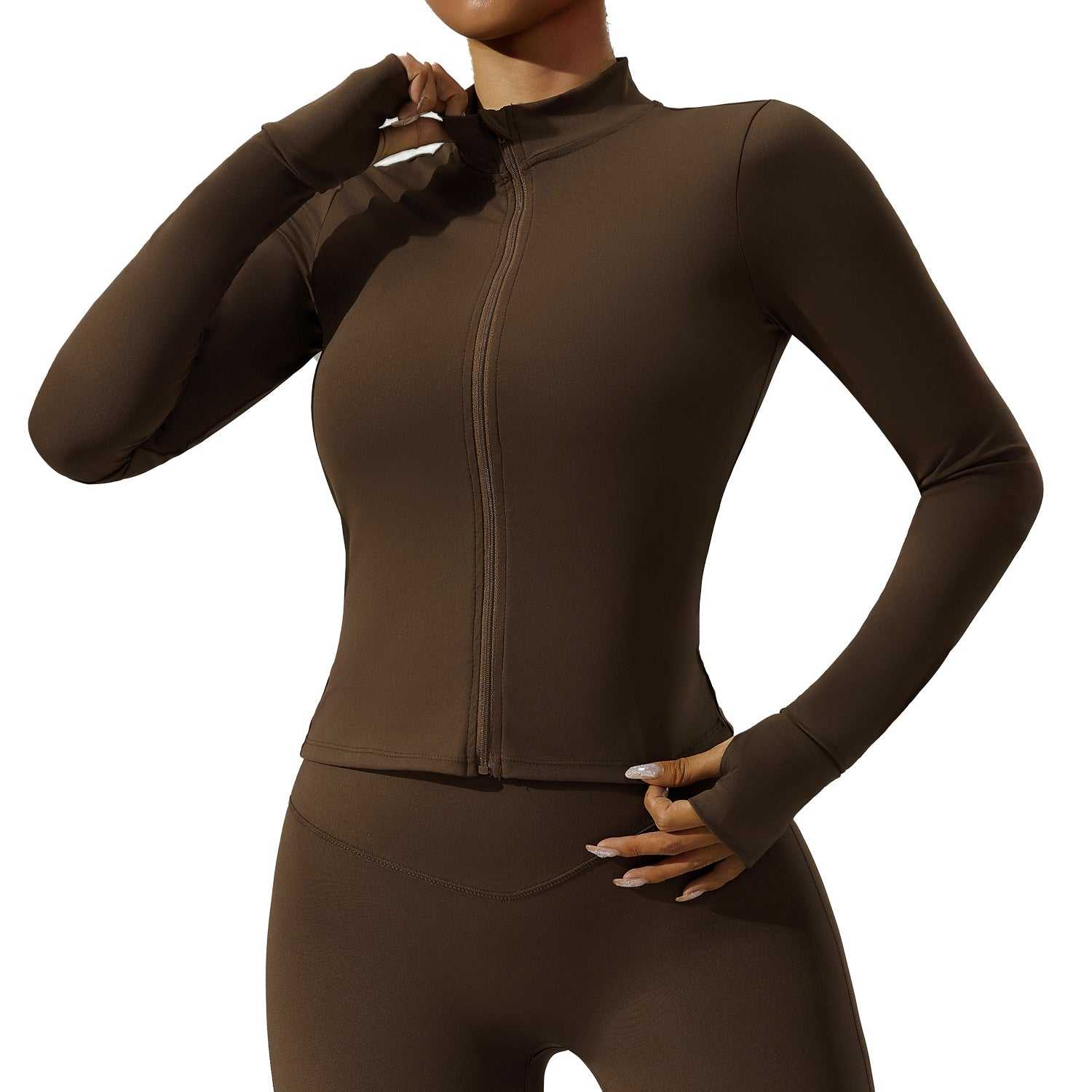 Women's Zippered Tight-Fitting Long-Sleeve Yoga