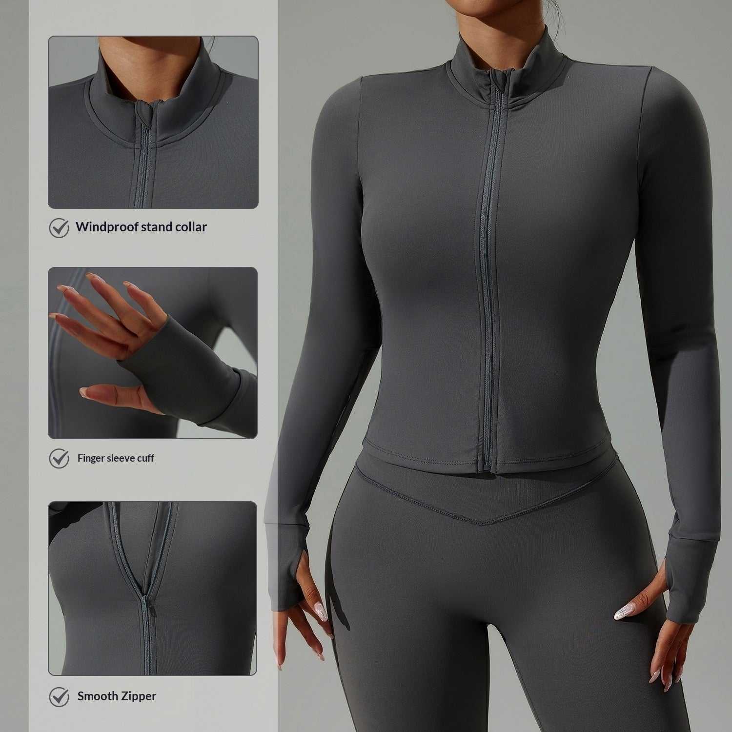Women's Zippered Tight-Fitting Long-Sleeve Yoga