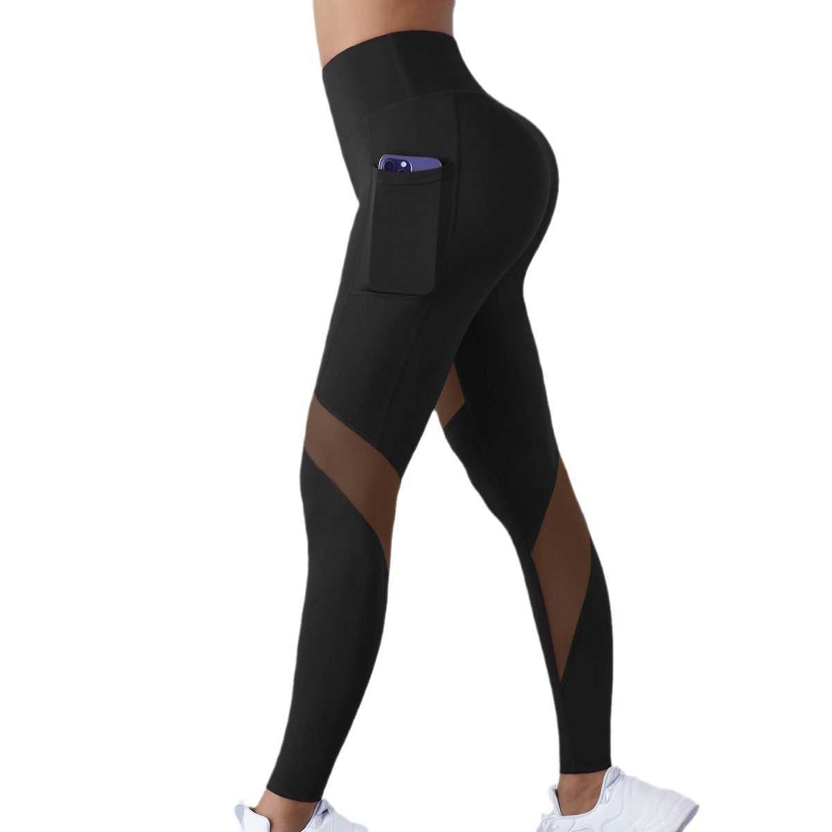 Mesh Stitching Yoga Cropped Sports Leggings