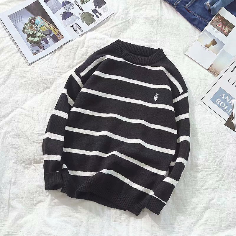 Autumn And Winter Turtleneck Sweaters For Men And Boys Trend All-match Line Clothes Lazy Wind