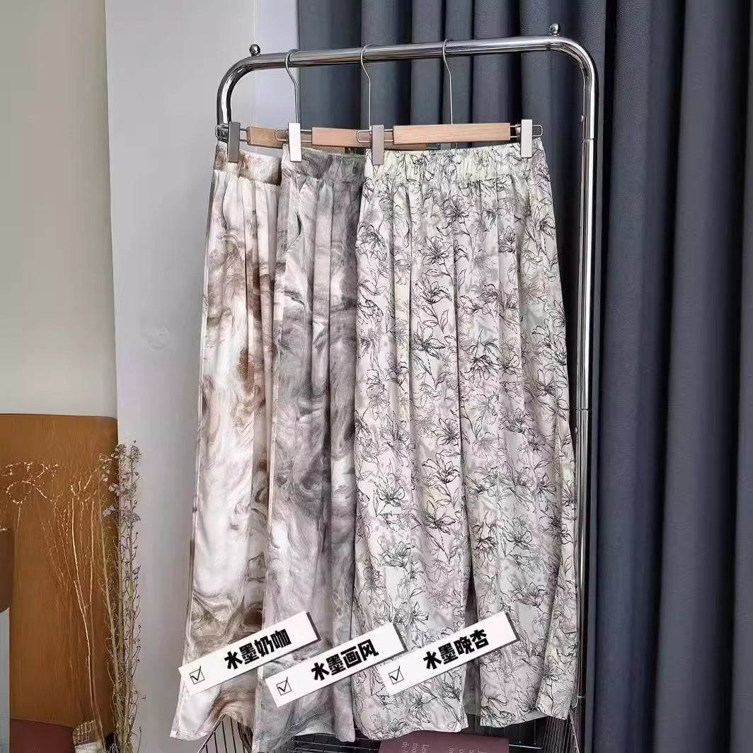 Women's Chinese-style Ink Painting Wide-leg Pants
