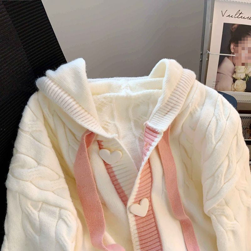 Beauty Spring And Autumn Hooded Sweater Coat Women's Autumn And Winter Wear Matching Design Sense