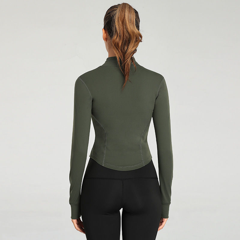 Women's Outdoor Running Stretch Tight Zip Long Sleeve Top