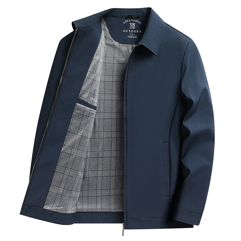 Men's Solid Color Casual Polo Collar Jacket