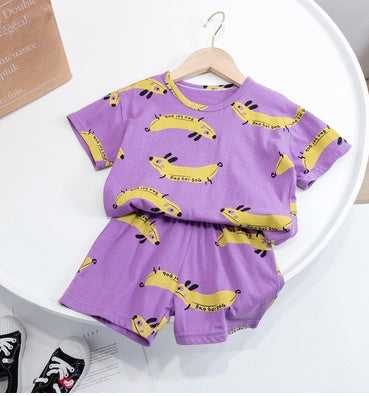 Girls Summer Cotton Pajamas Set