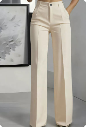 Women's White Minimalist Pants Made Of Polyester