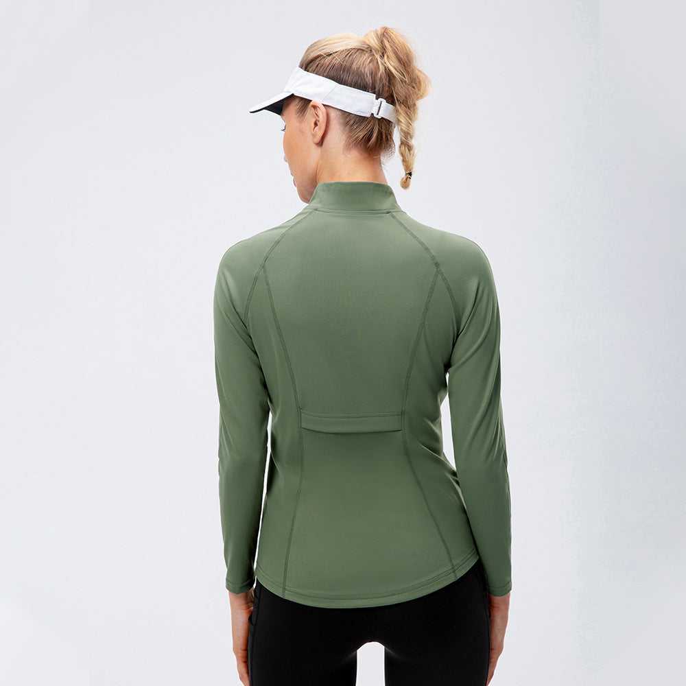 Tight Stretch Running Zipper Bodysuit Long Sleeve