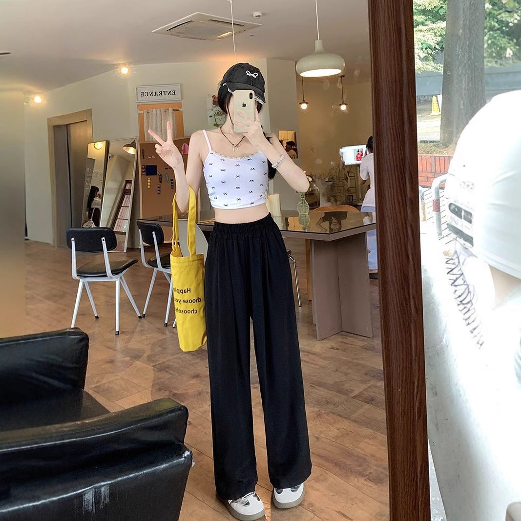 Loose Small Idle Style Walking Pants Casual Wide-leg Pants