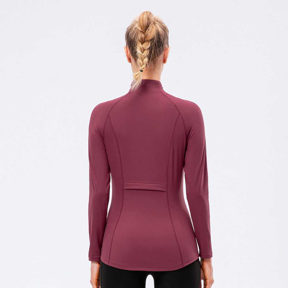 Tight Stretch Running Zipper Bodysuit Long Sleeve
