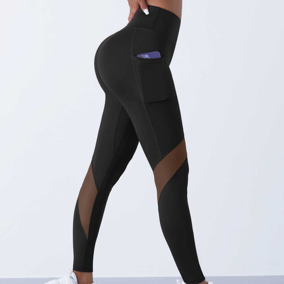 Mesh Stitching Yoga Cropped Sports Leggings