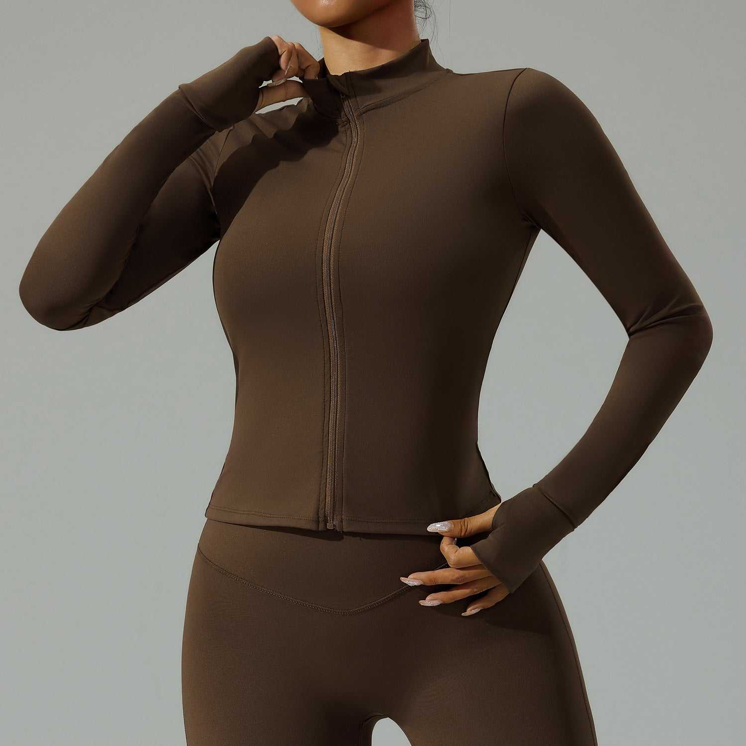 Women's Zippered Tight-Fitting Long-Sleeve Yoga