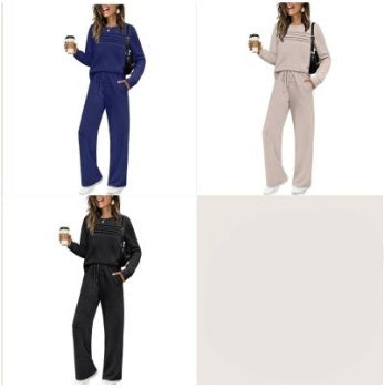 Women's Casual Elastic Waist Trousers Wide-leg Pants