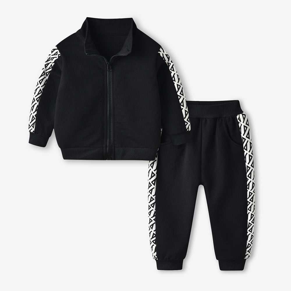 CUHK Kids Black Long Sleeve Zipper Top & Pants Set