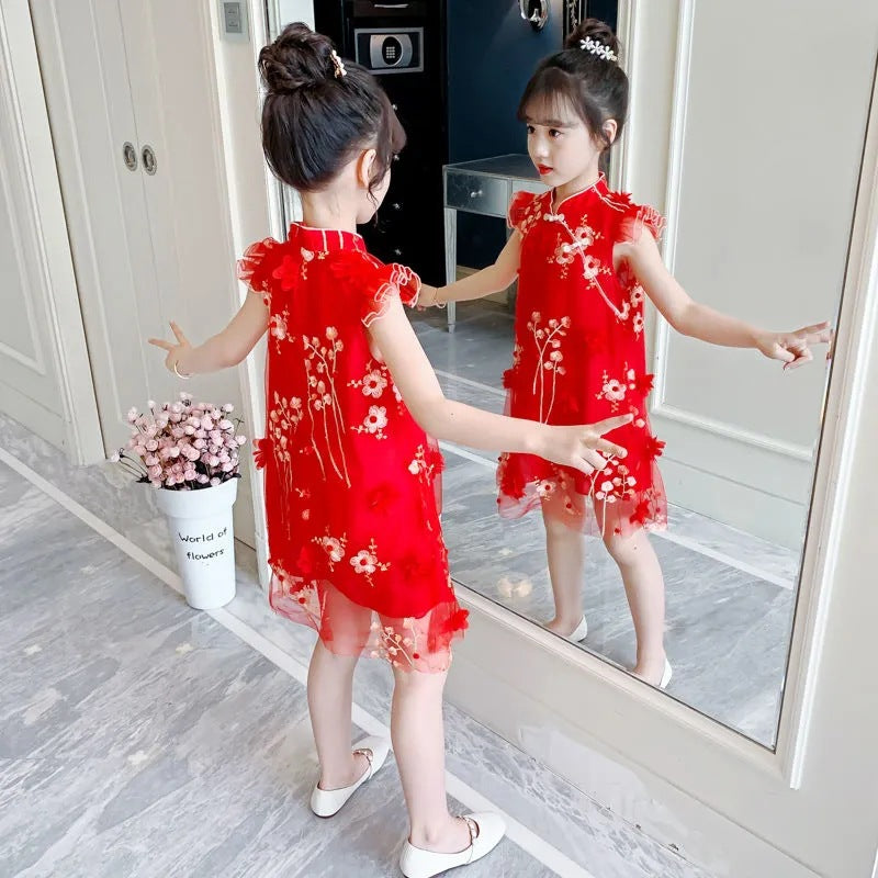 Girls' New Summer Dresses In The Big Children's Cheongsam