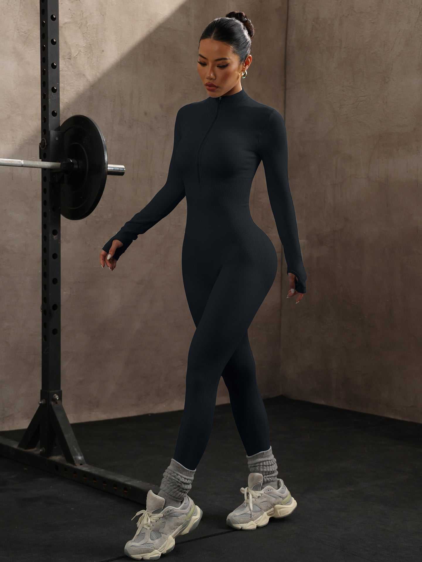 Yoga Bodysuit Long Sleeve Seamless Tight One-piece Yoga Suit