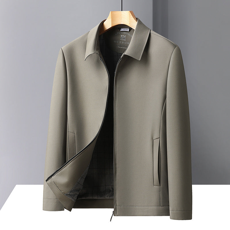 Men's Solid Color Casual Polo Collar Jacket