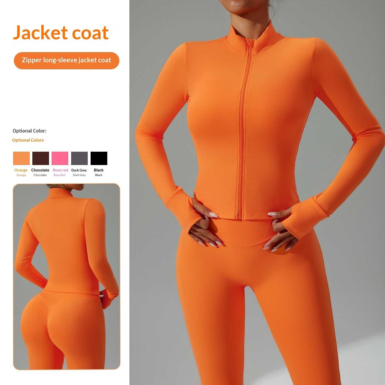 Women's Zippered Tight-Fitting Long-Sleeve Yoga